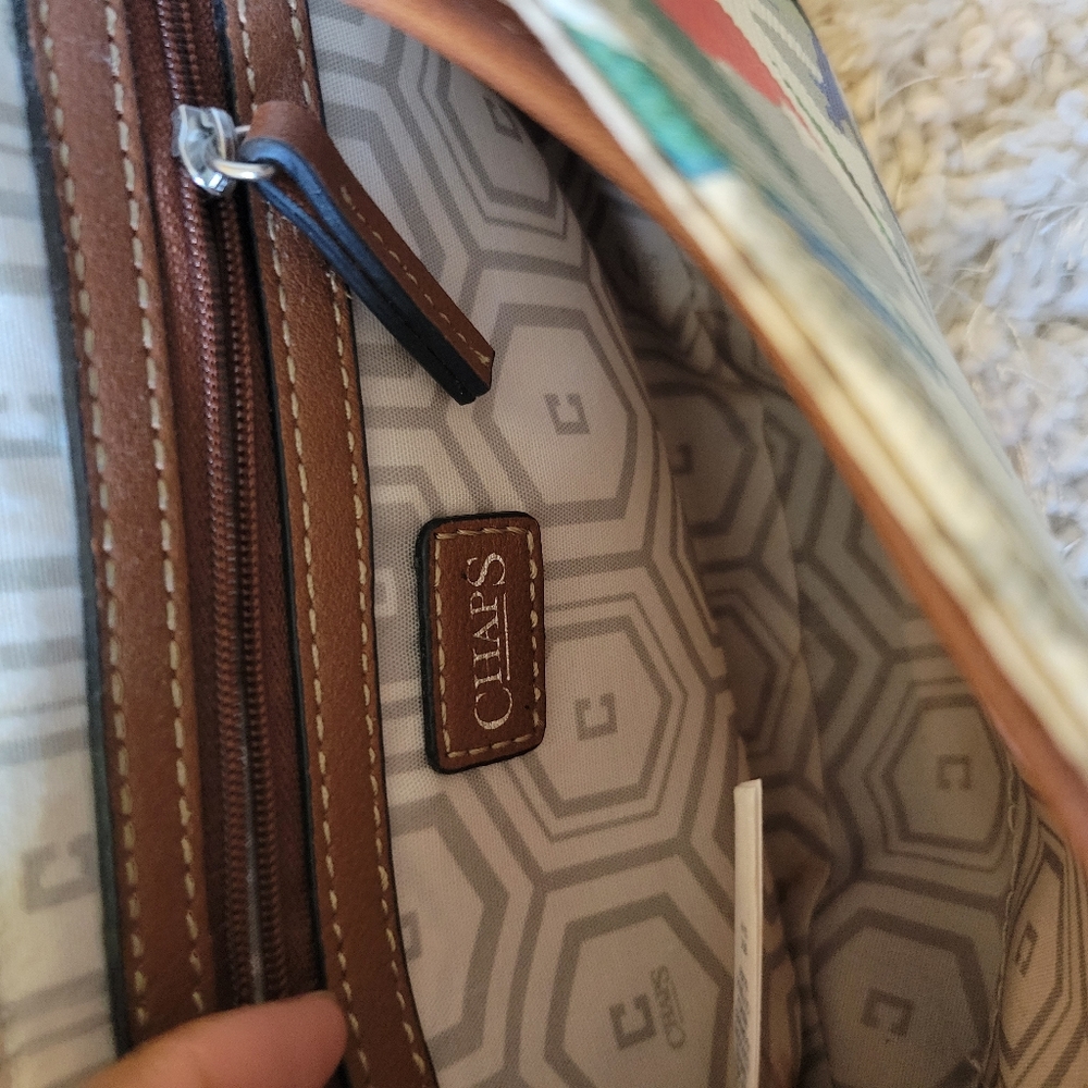 Chaps Watercolor Floral Crossbody Bag Purse Faux Leather Flap Snap - Picture 12 of 12